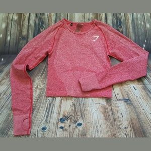 Gymshark Sherbet Pink Marl Crop Top Small